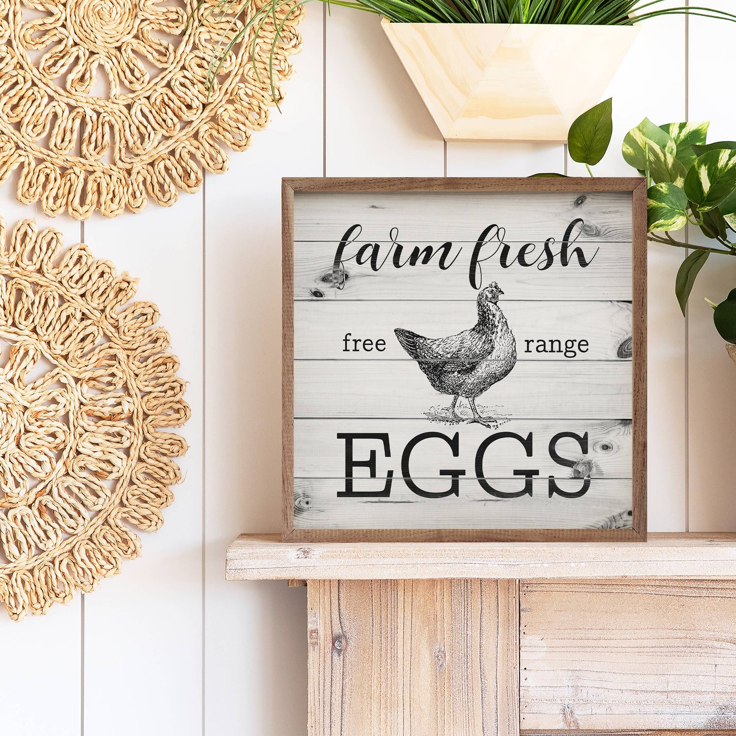 Farm Fresh Eggs Chicken Whitewash Sign