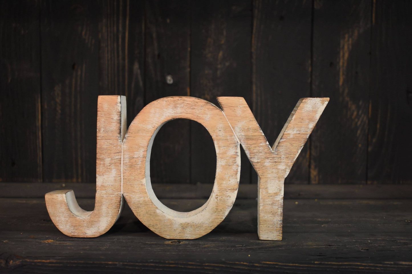 Whitewashed Joy Sign 9.5x3in