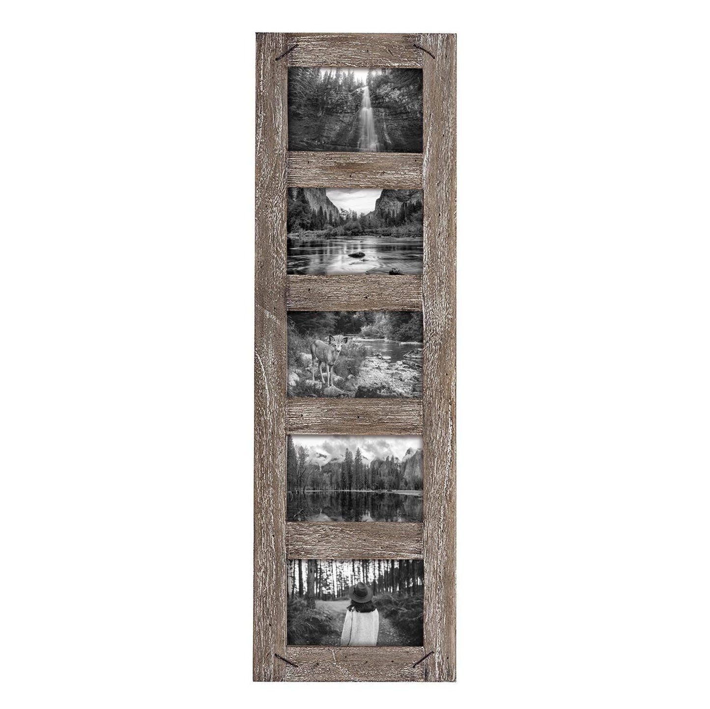 Distressed Picture Frame Nail Accents, Holds 5 4x6 Photos