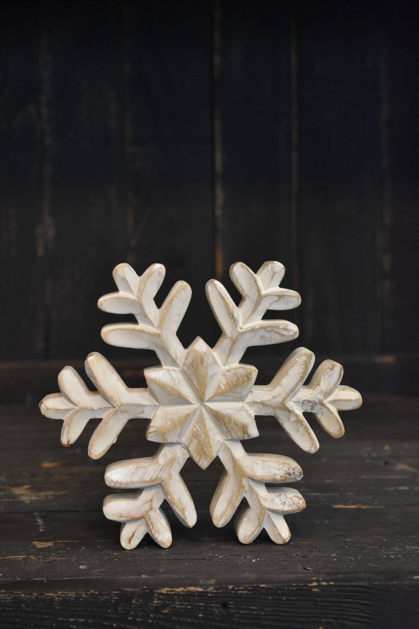 Whitewashed Wooden Snowflake