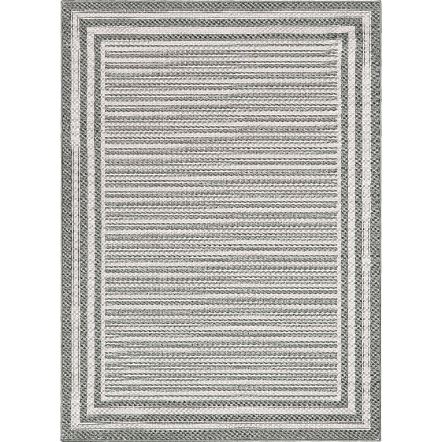 Frankie Modern Stripes Indoor/Outdoor Green Textured Rug