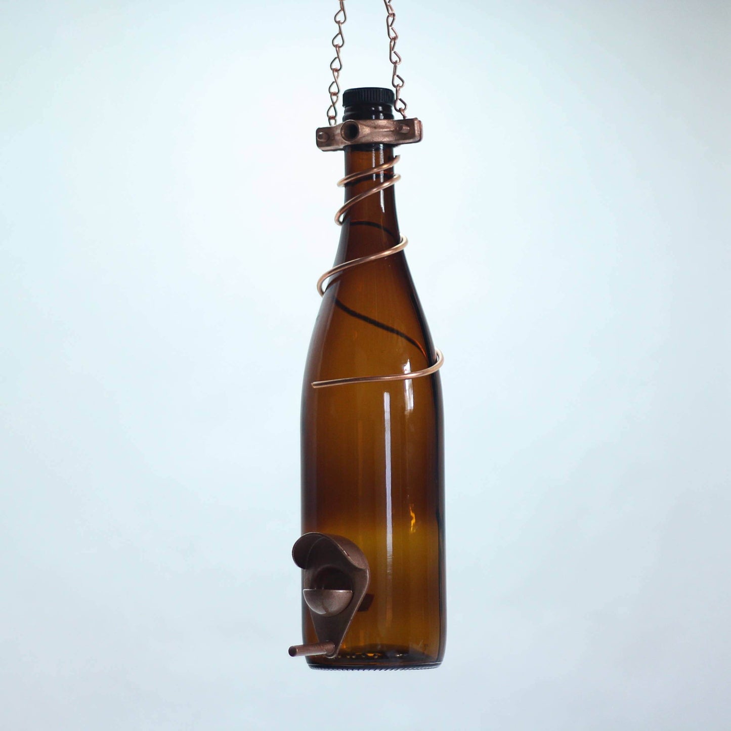 Glass Wine Bottle Bird Feeder