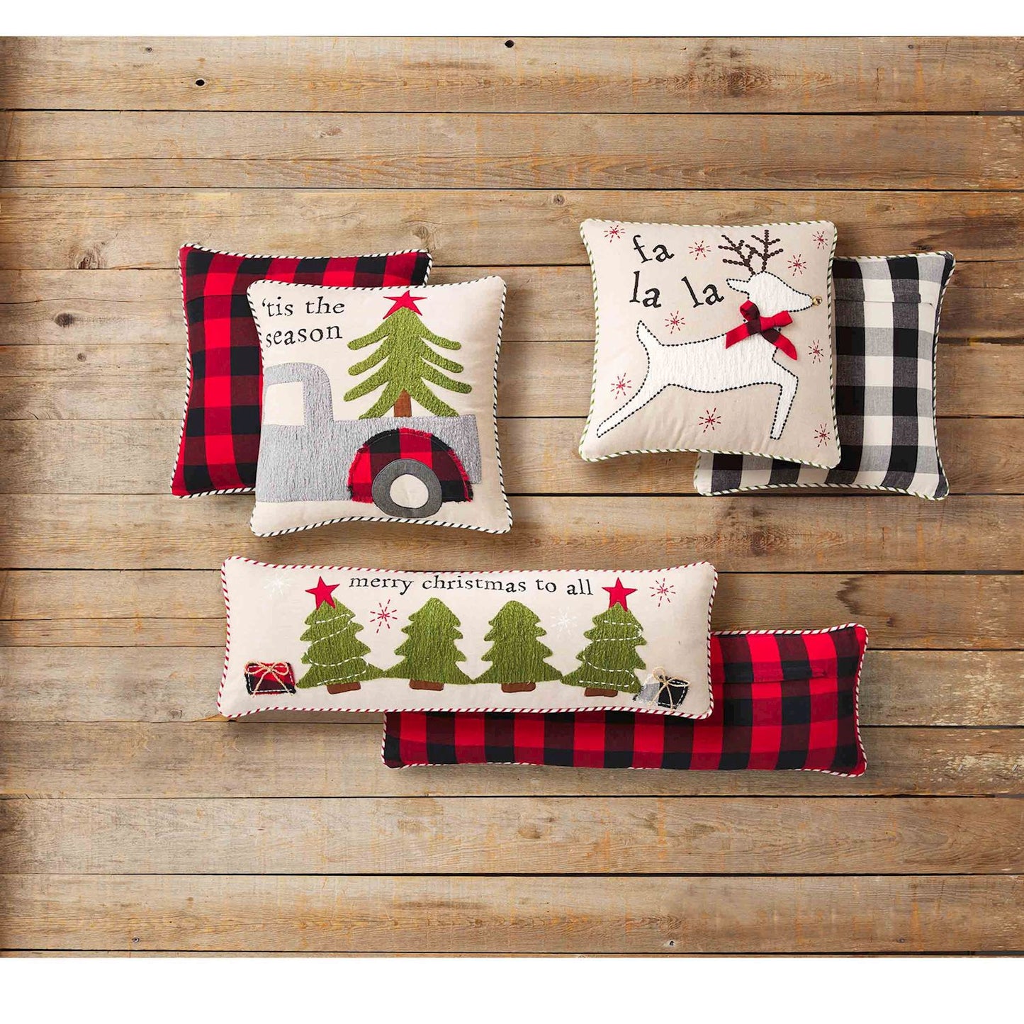 Fa La La Lodge Yarn Applique Pillow