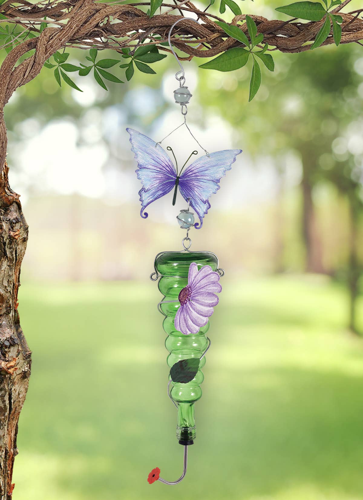 Enchanted Gardens Butterfly - Hummingbird Feeder, Green