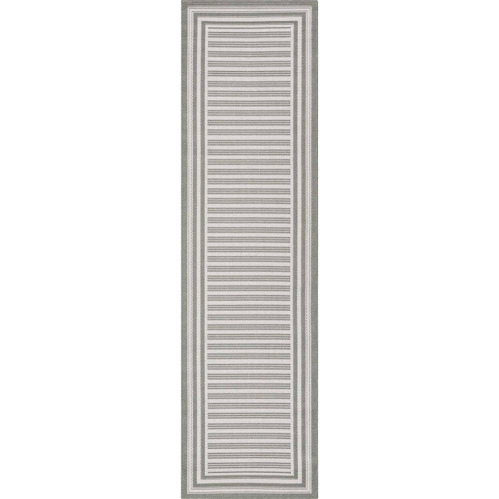Frankie Modern Stripes Indoor/Outdoor Green Textured Rug