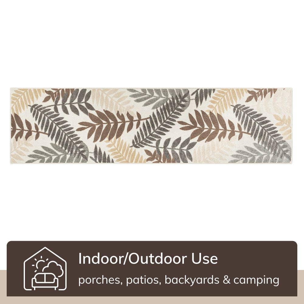 Mariah Modern Floral Indoor/Outdoor Ivory High-Low Rug