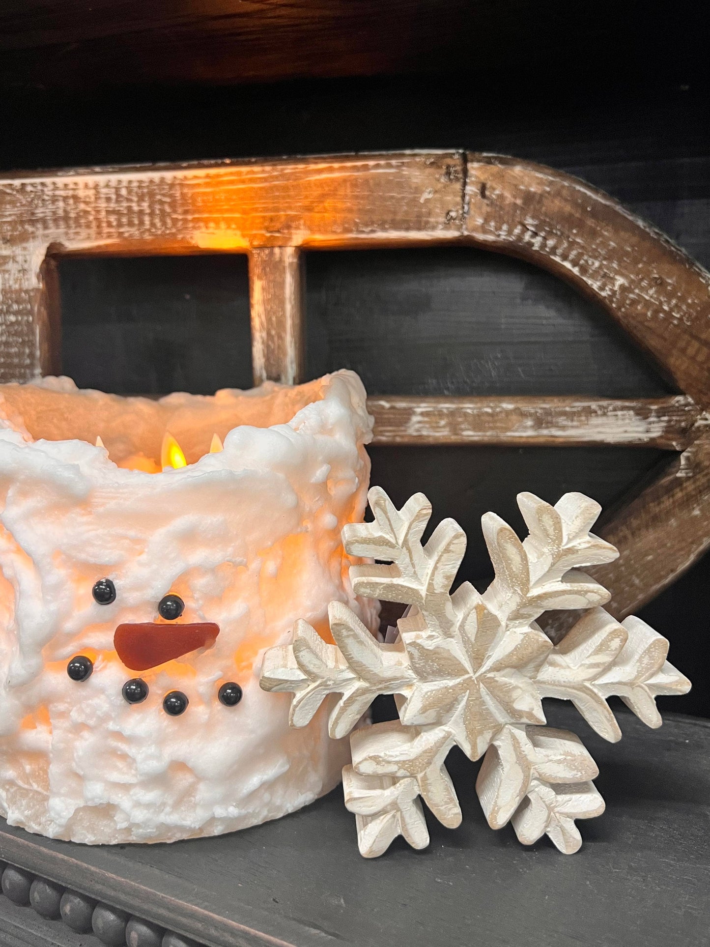 Whitewashed Wooden Snowflake