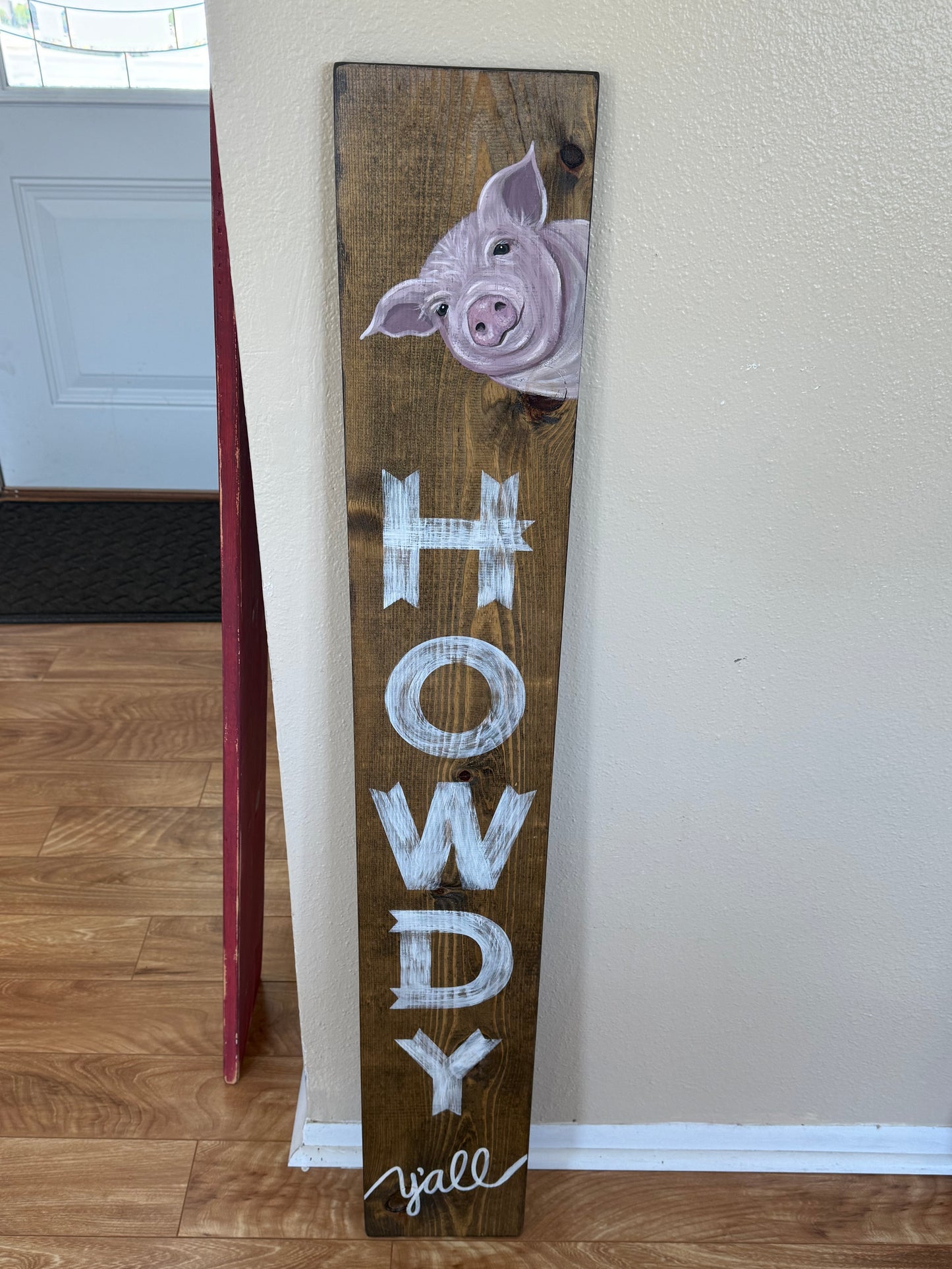 Painted Pig Howdy Door Sign