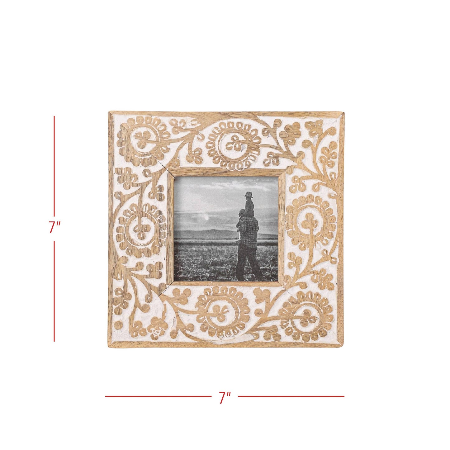 Mae 4x4 Photo Carved Floral Picture Frame Mango Wood