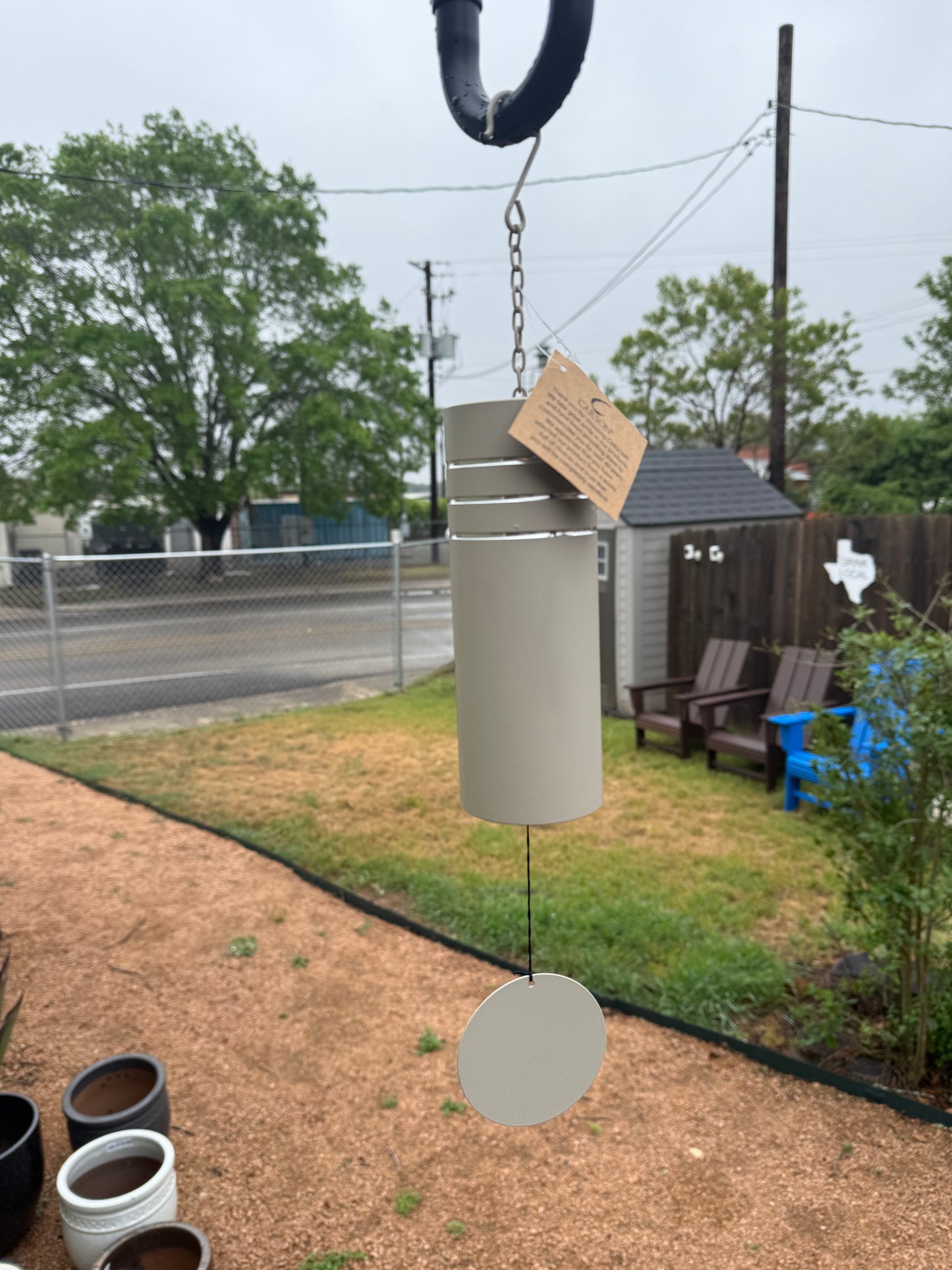 18" Etched Cylinder Beige Wind Chime