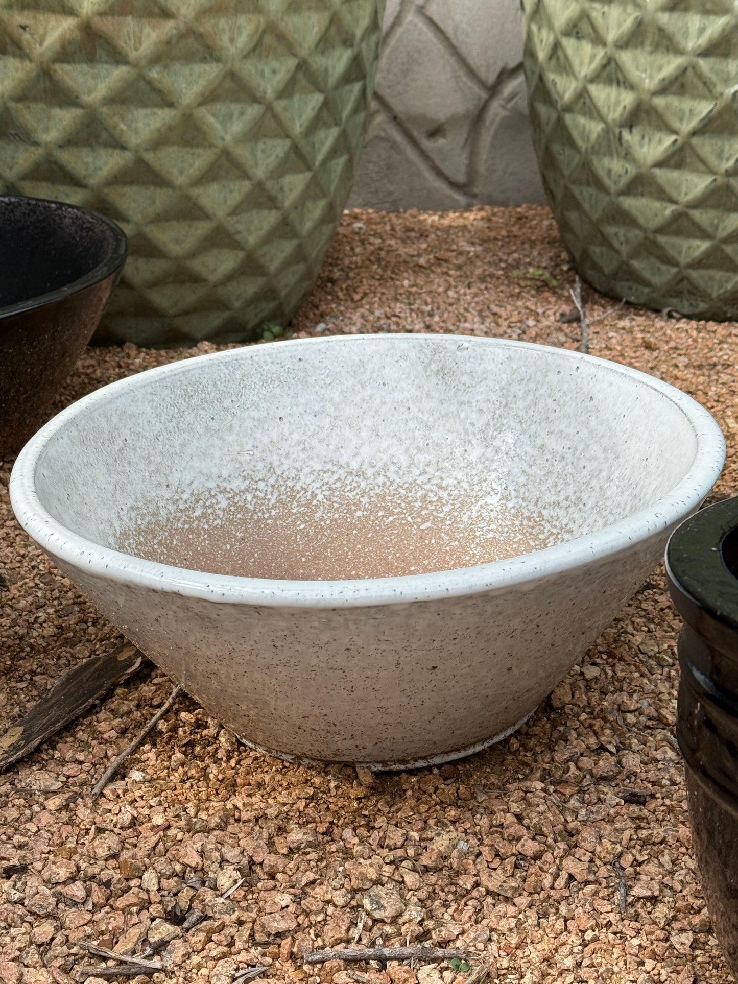 16" White Low Wide Planter