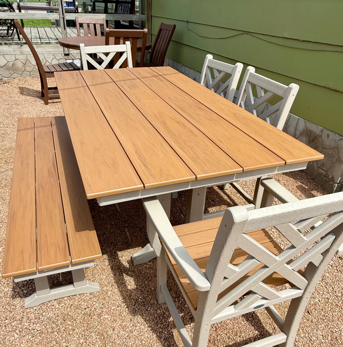 POLYWOOD® 72" Farmhouse Trestle Table Set