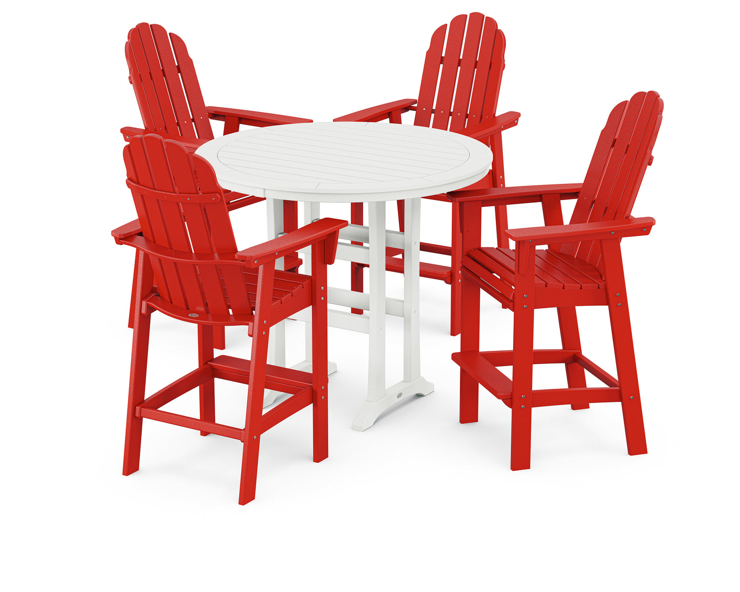 POLYWOOD® Vineyard Curveback Adirondack 5-Piece Nautical Trestle Bar Set