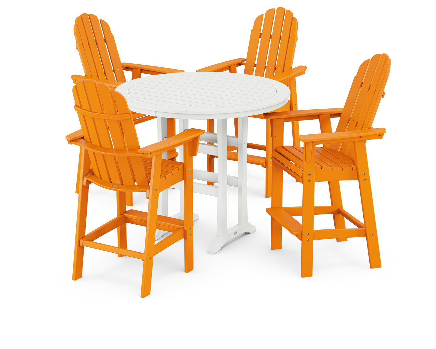 POLYWOOD® Vineyard Curveback Adirondack 5-Piece Nautical Trestle Bar Set