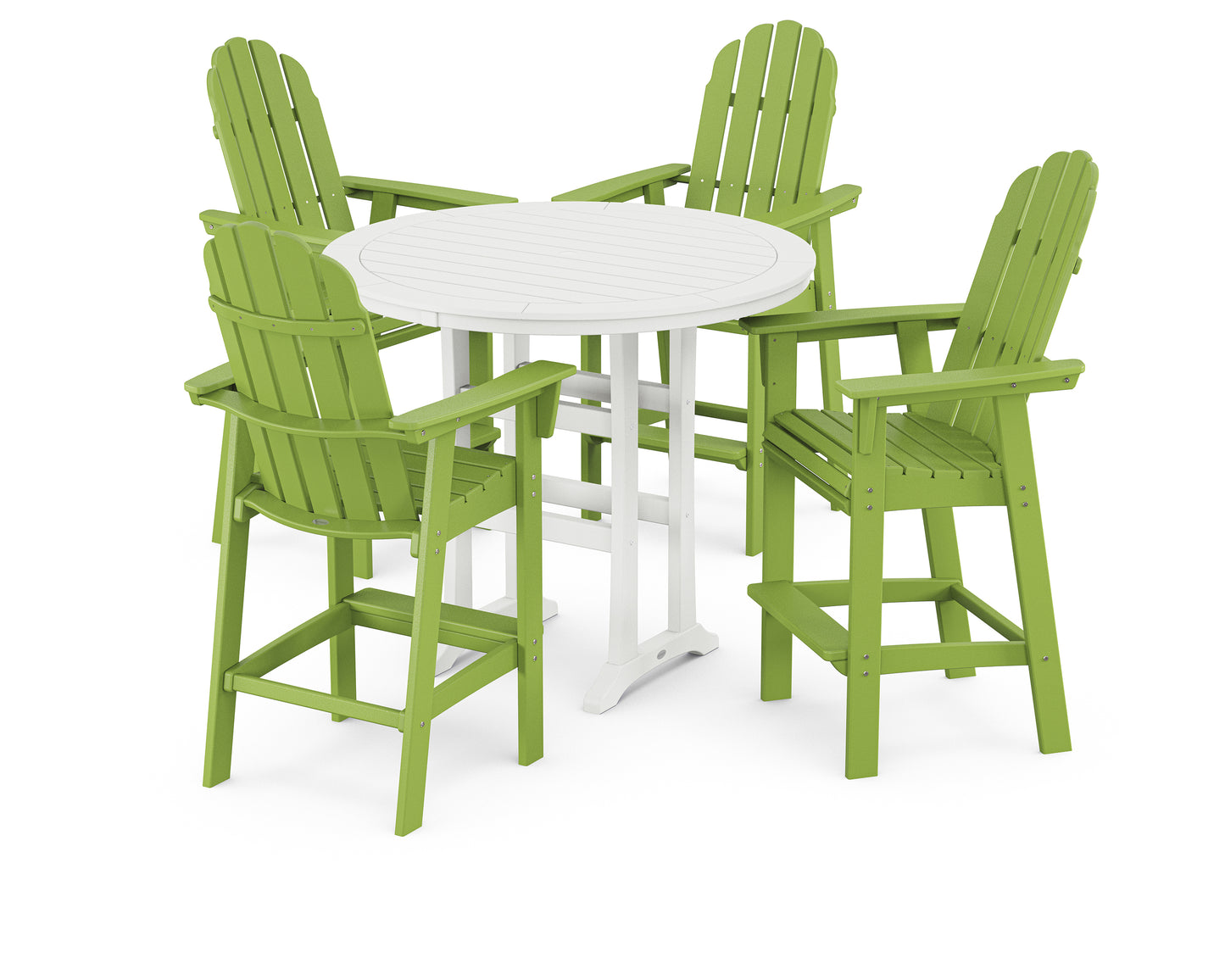 POLYWOOD® Vineyard Curveback Adirondack 5-Piece Nautical Trestle Bar Set