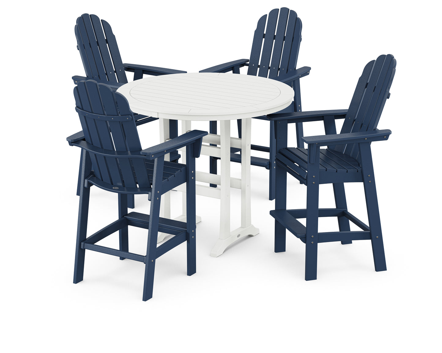 POLYWOOD® Vineyard Curveback Adirondack 5-Piece Nautical Trestle Bar Set