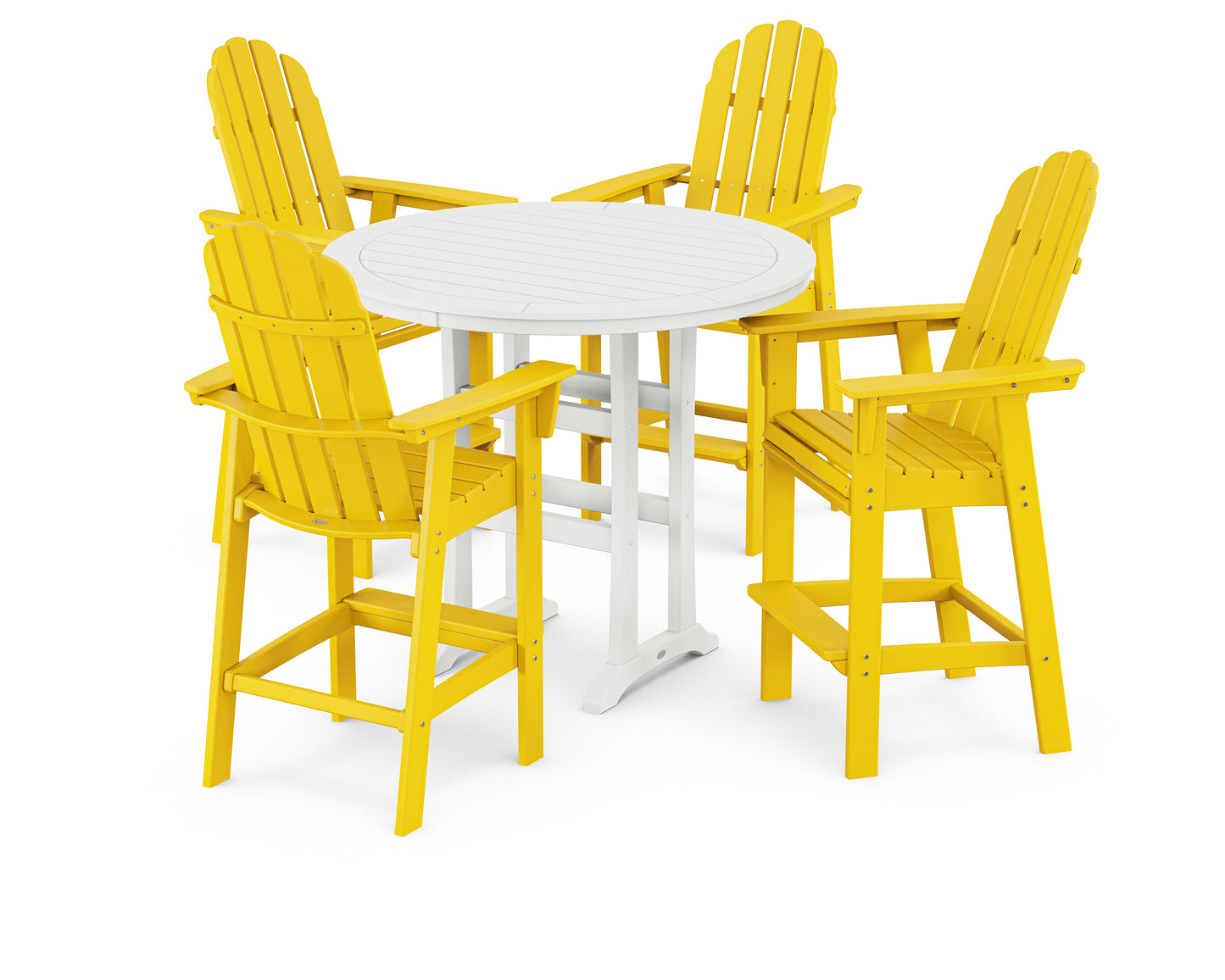 POLYWOOD® Vineyard Curveback Adirondack 5-Piece Nautical Trestle Bar Set