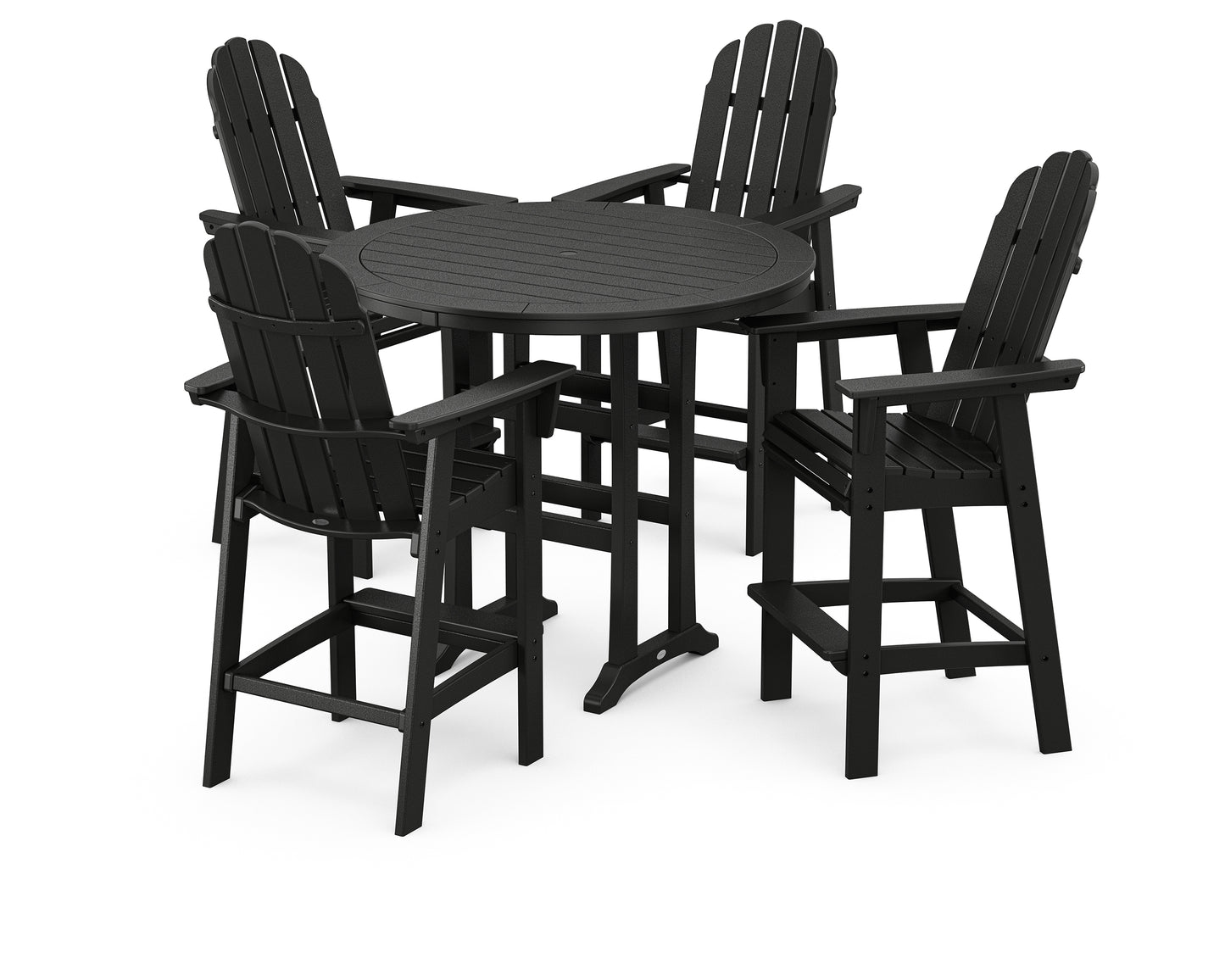 POLYWOOD® Vineyard Curveback Adirondack 5-Piece Nautical Trestle Bar Set