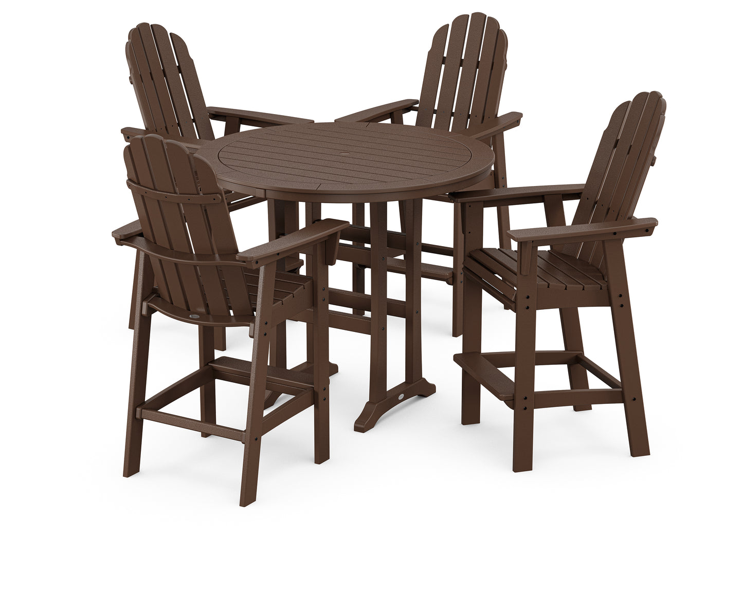 POLYWOOD® Vineyard Curveback Adirondack 5-Piece Nautical Trestle Bar Set