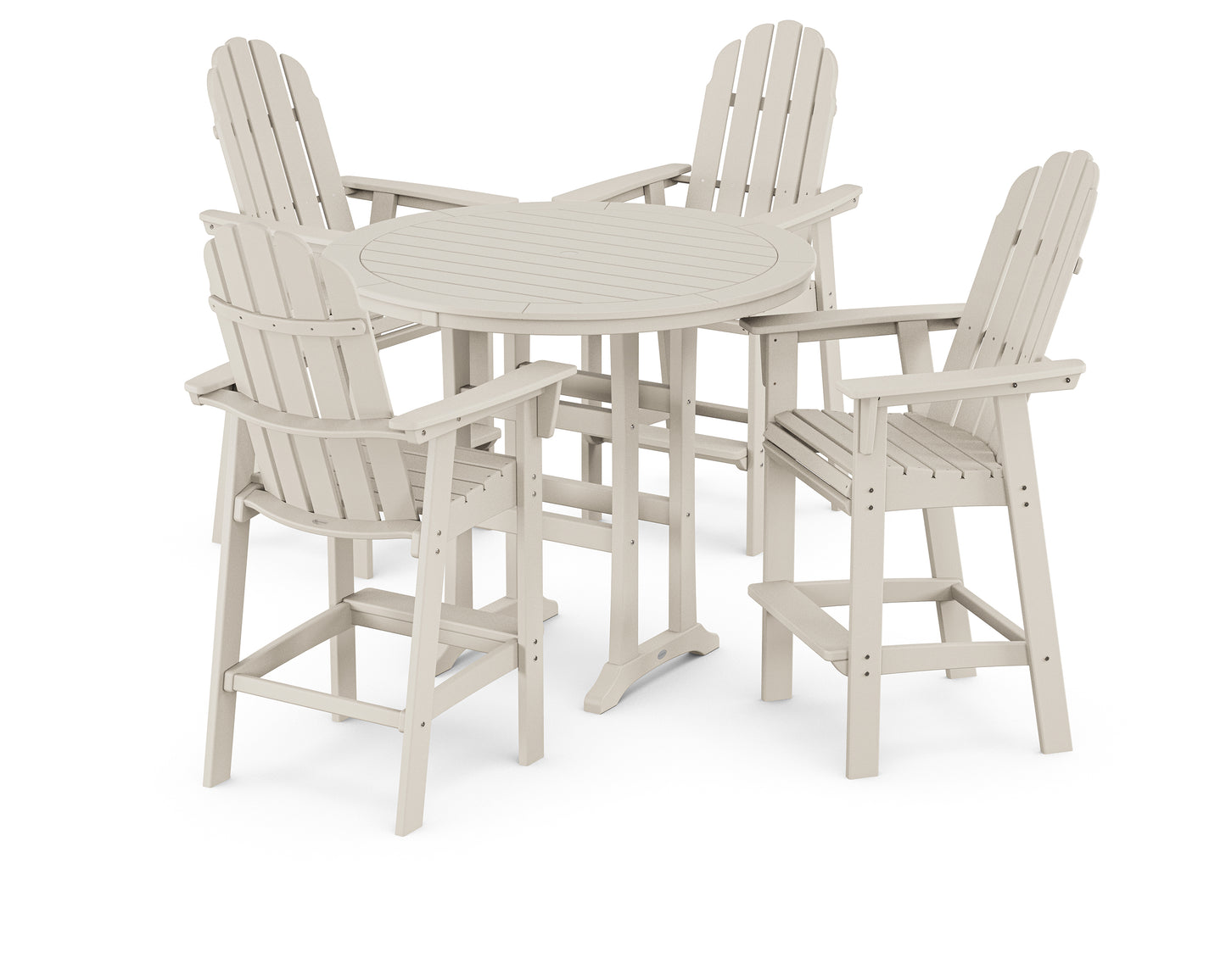 POLYWOOD® Vineyard Curveback Adirondack 5-Piece Nautical Trestle Bar Set
