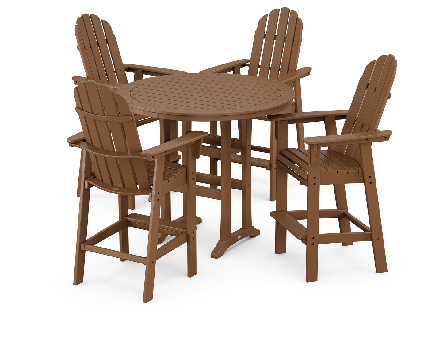 POLYWOOD® Vineyard Curveback Adirondack 5-Piece Nautical Trestle Bar Set
