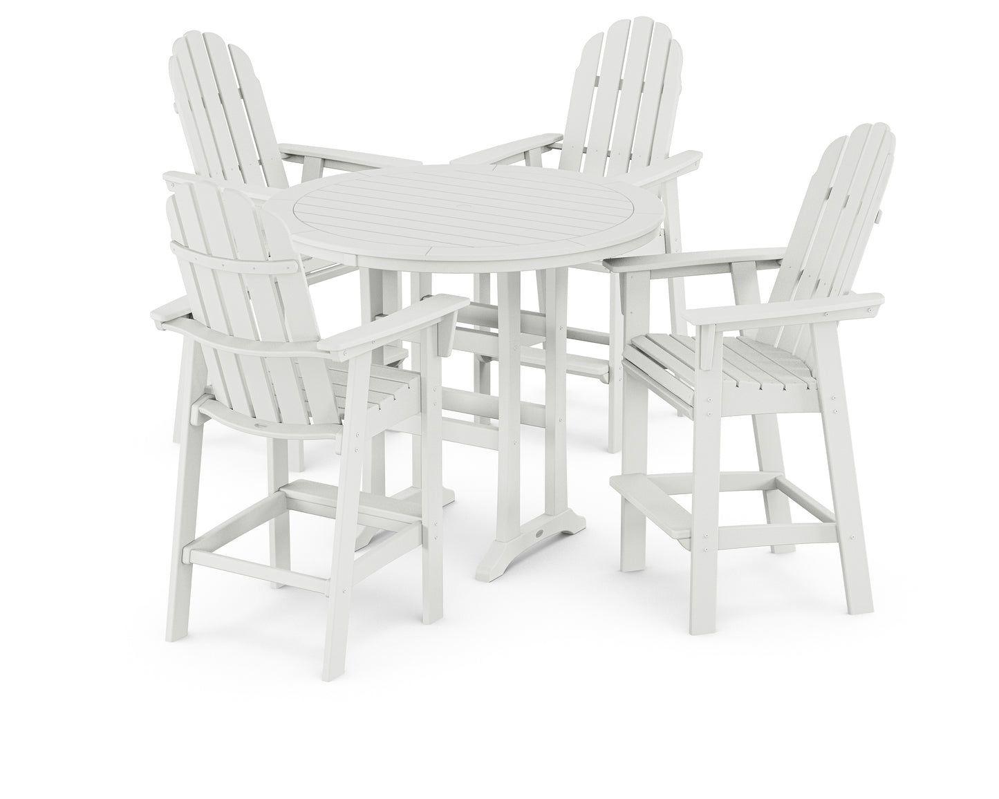 POLYWOOD® Vineyard Curveback Adirondack 5-Piece Nautical Trestle Bar Set