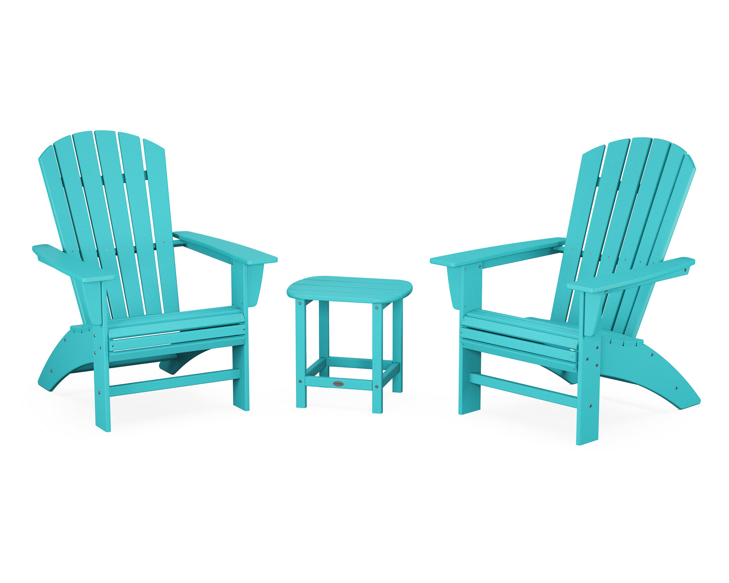 POLYWOOD® Nautical 3-Piece Curveback Adirondack Set
