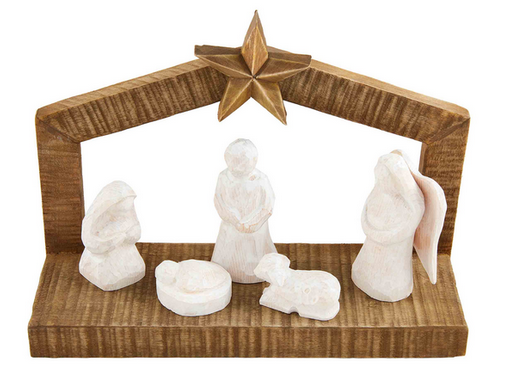 White Christmas Wood Nativity Set