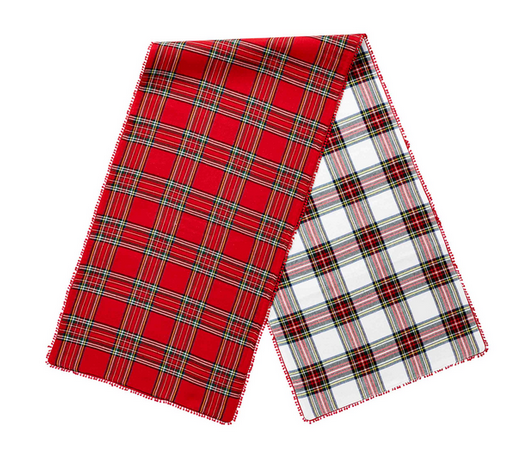 Reverse Pom Pom Tartan Table Runner – 18" x 72"