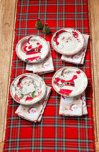 Reverse Pom Pom Tartan Table Runner – 18" x 72"