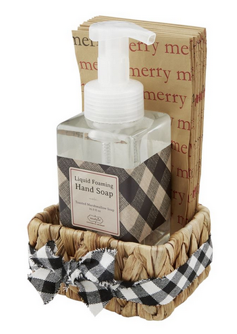 Cream Check Soap & Guest Towel Basket Set – Toasted Marshmallow