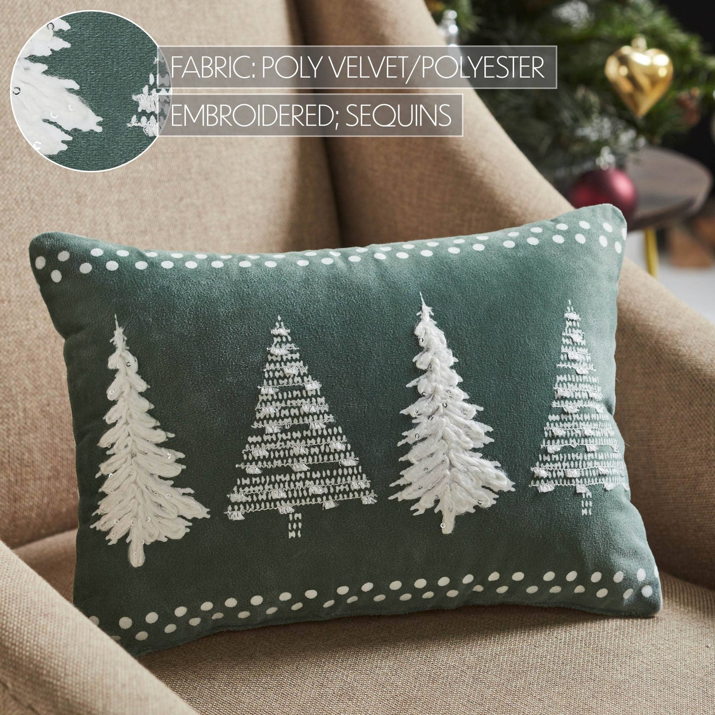 Christmas Trees Green Velvet Pillow