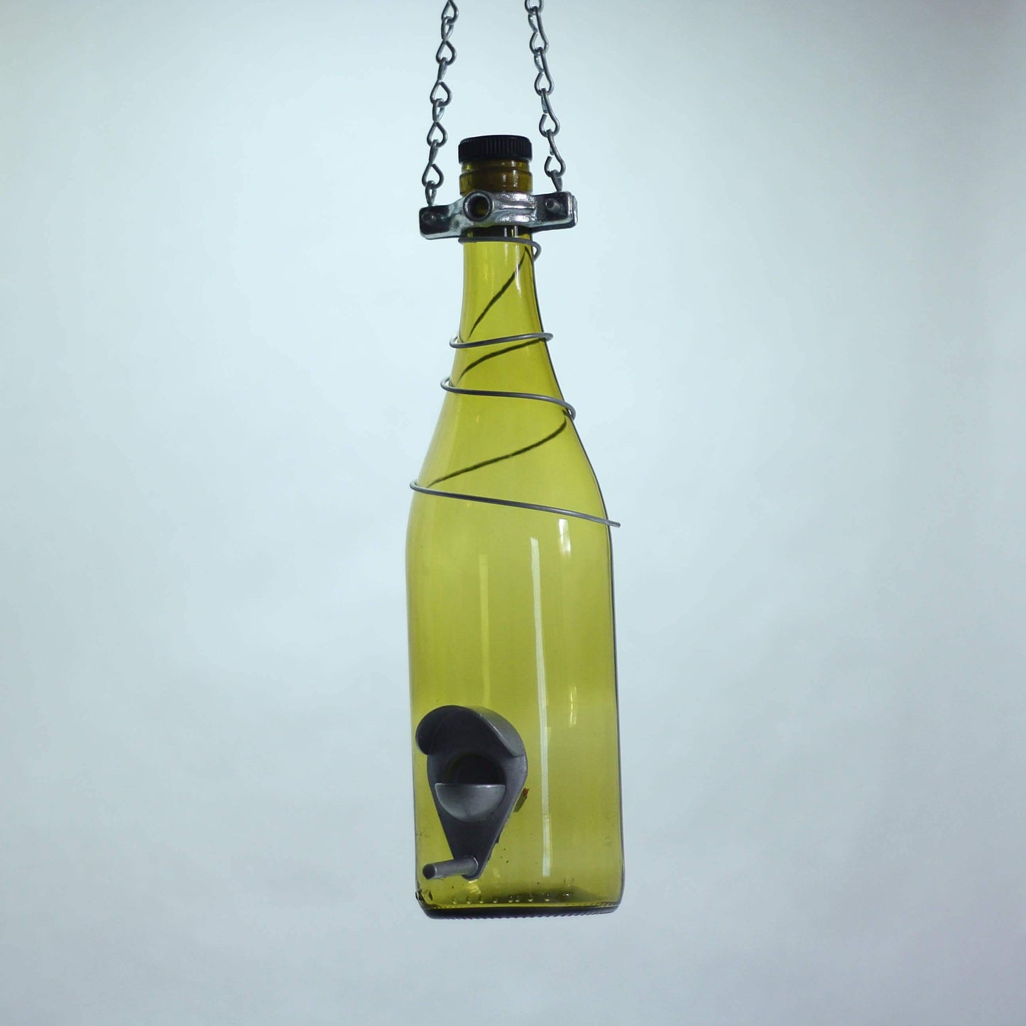 Glass Wine Bottle Bird Feeder