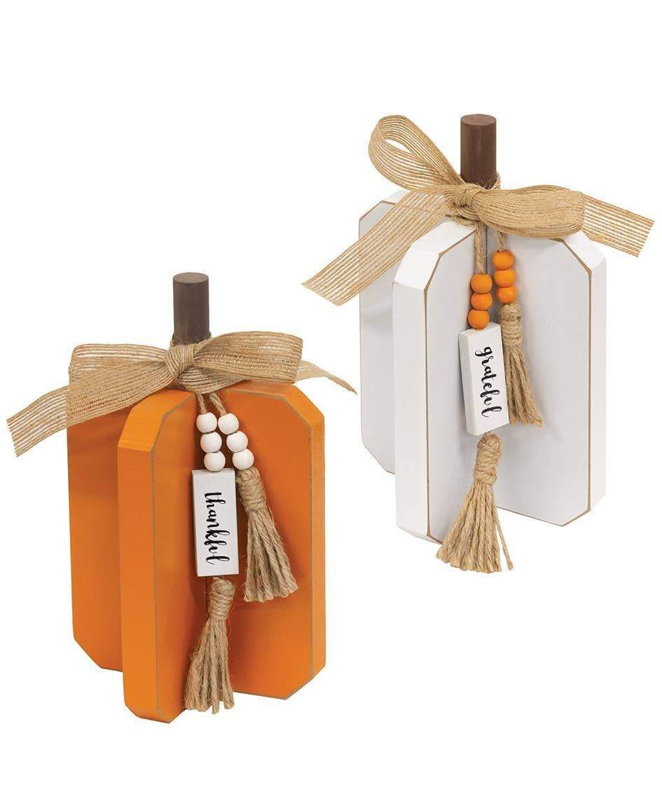 Small Fall Words Charm Wooden Interlocking Pumpkins