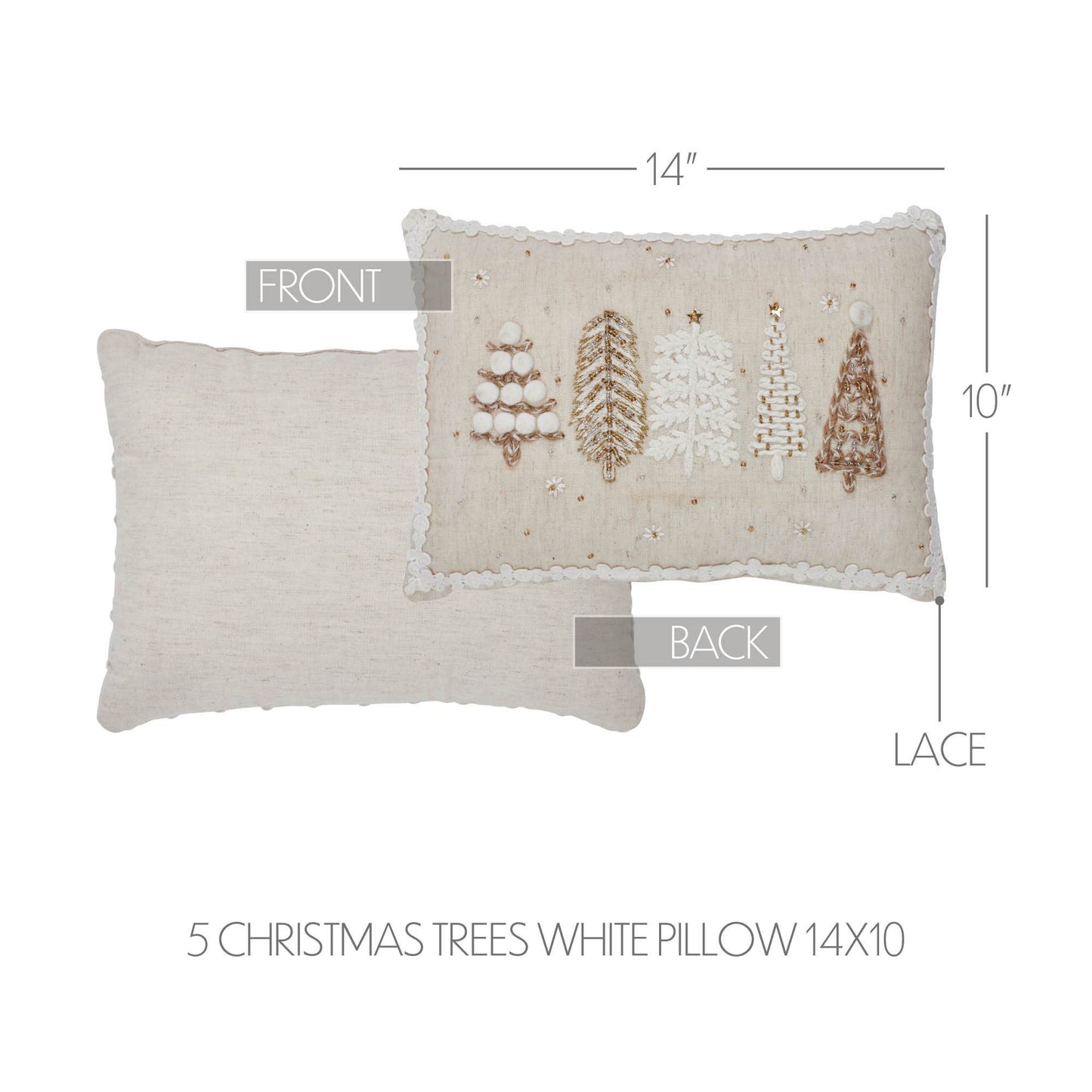 Christmas Trees White Pillow 14x10