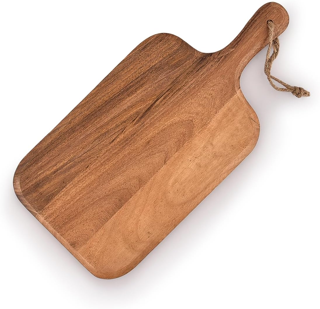 Acacia Wood Cutting Board with Paddle Handle