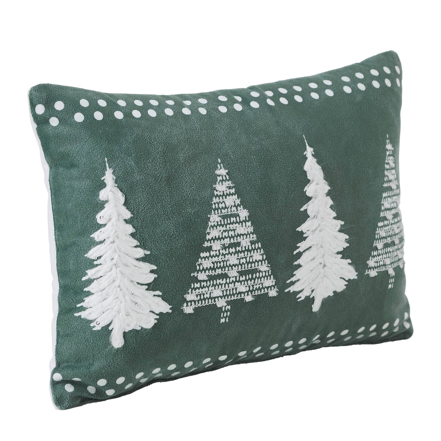 Christmas Trees Green Velvet Pillow