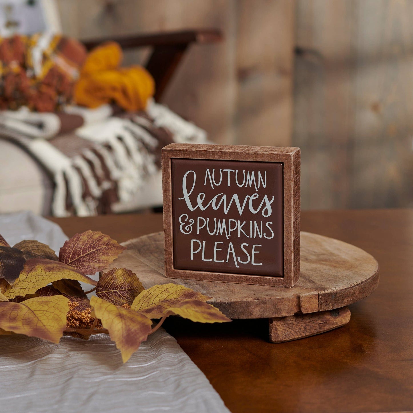 “Autumn Leaves & Pumpkin Please” Mini Box Sign