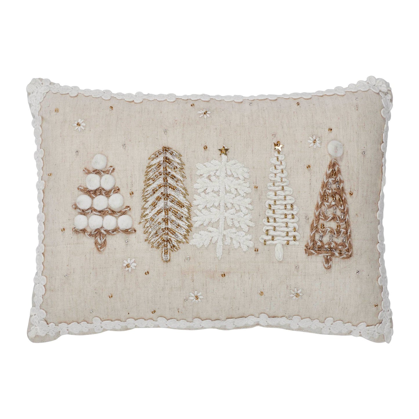 Christmas Trees White Pillow 14x10