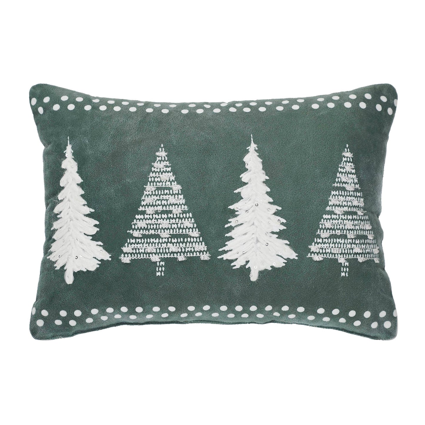 Christmas Trees Green Velvet Pillow