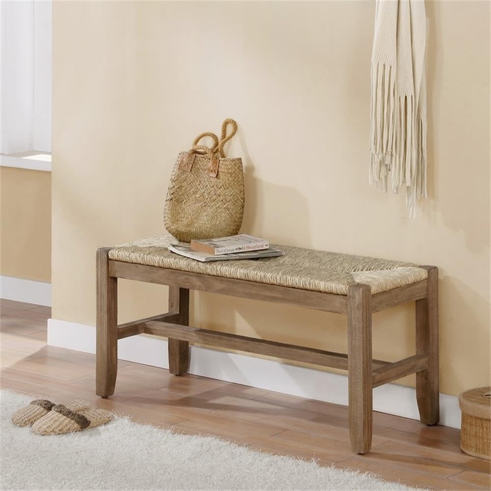 Natural Farmhouse Seagrass Bench