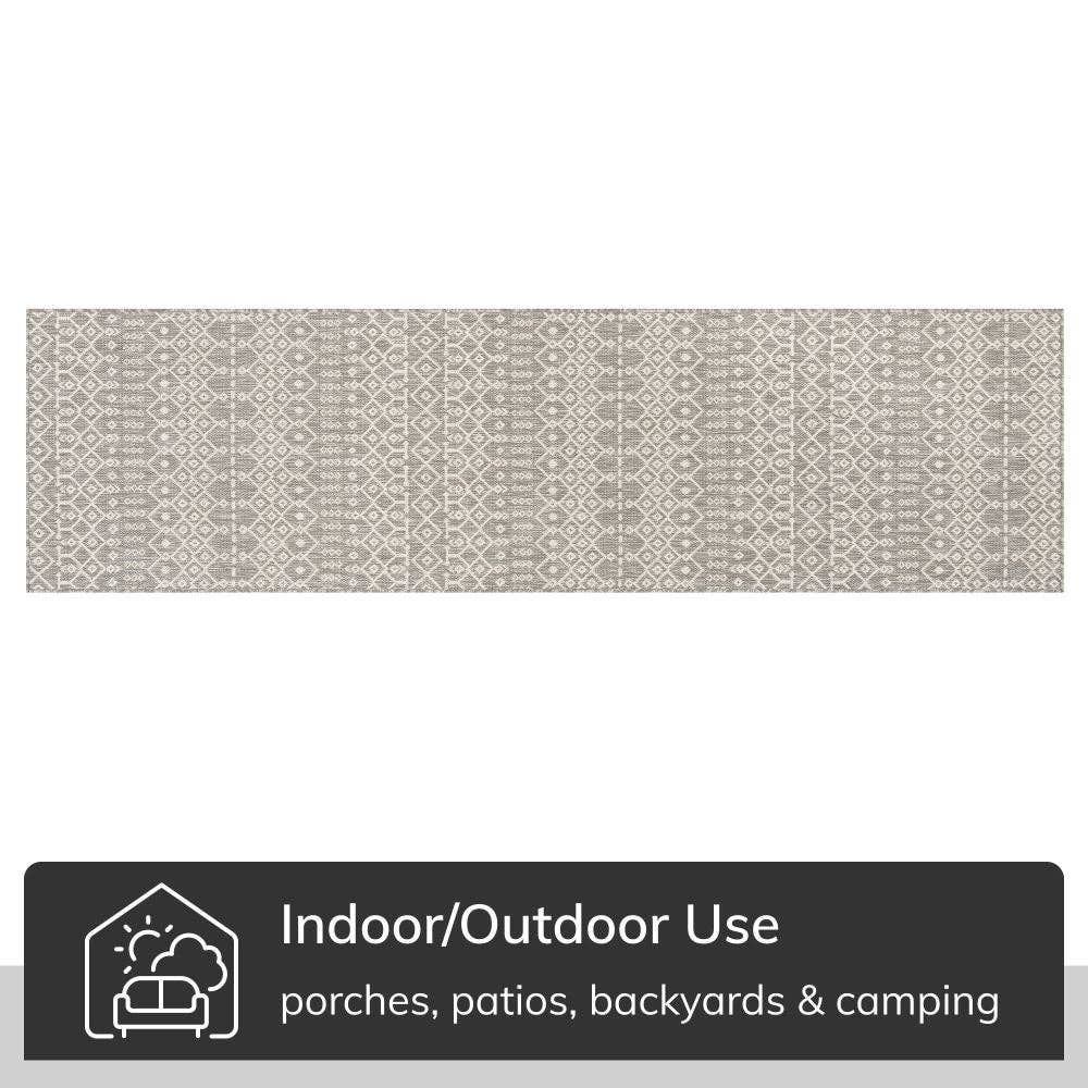 Nord Moroccan Tribal Indoor Outdoor Light Grey Flatweave Rug