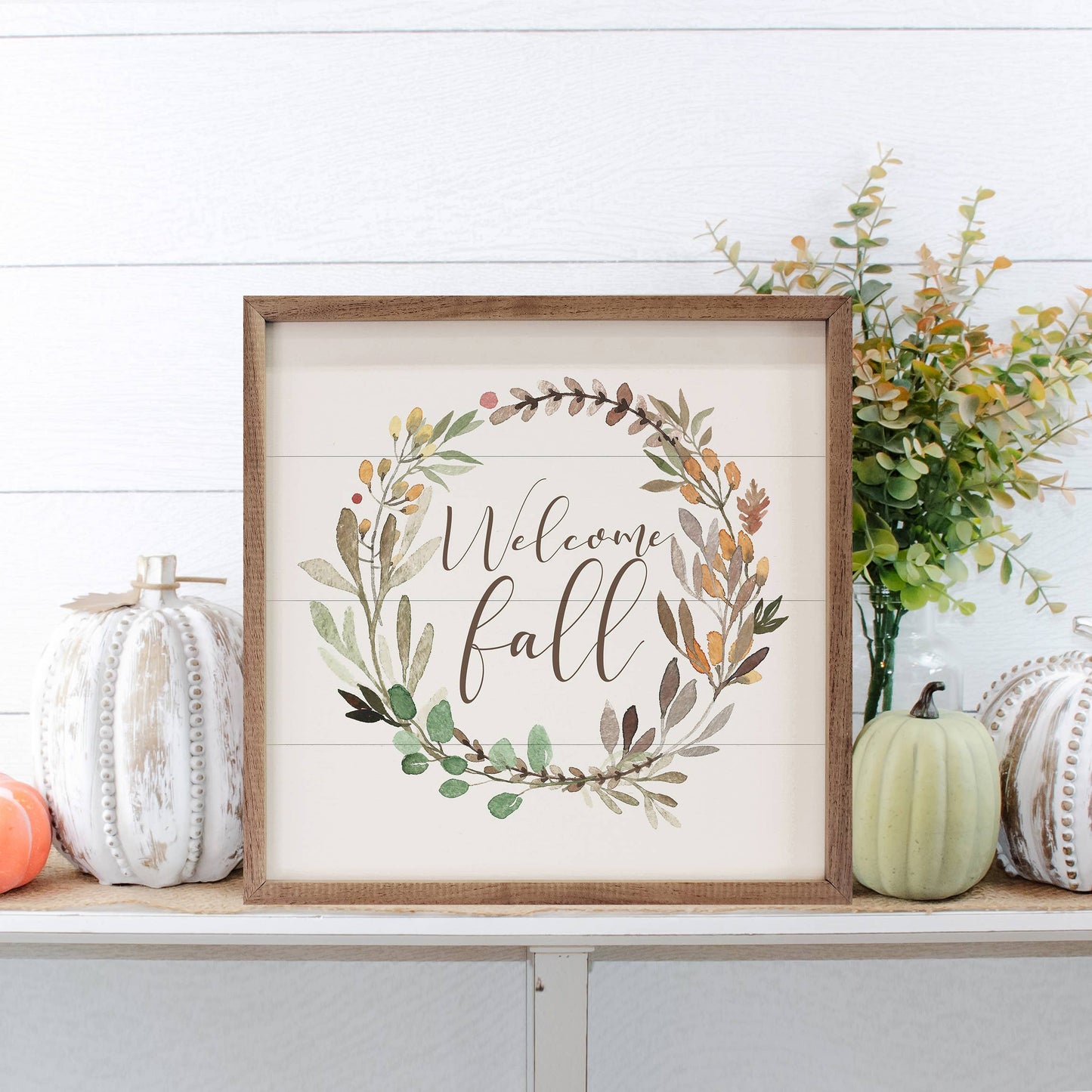 Welcome Fall Wreath White