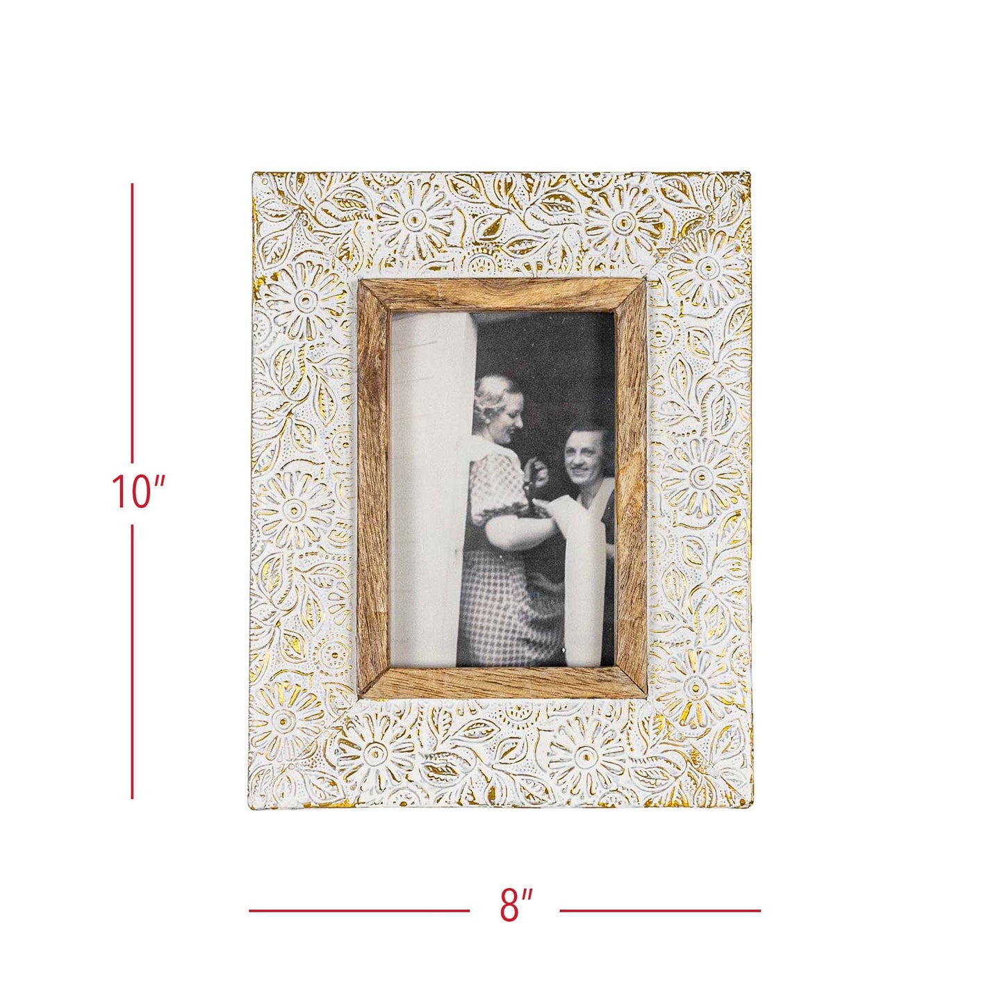 Frannie 4x6 Photo Antique Embossed Picture Frame White Metal