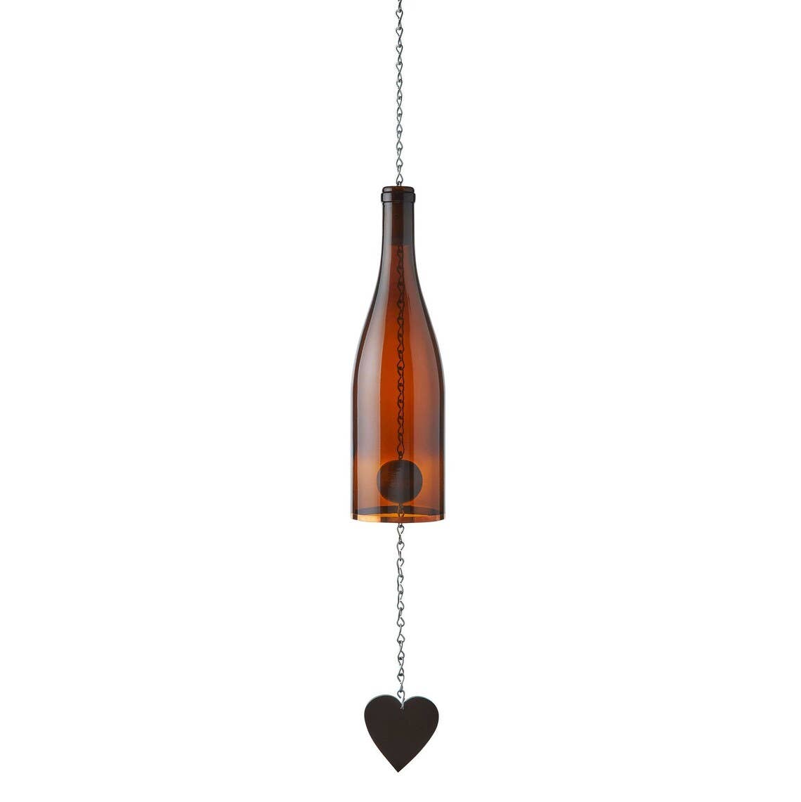 Wind Chimes Made From Glass Wine Bottles with Copper Trim