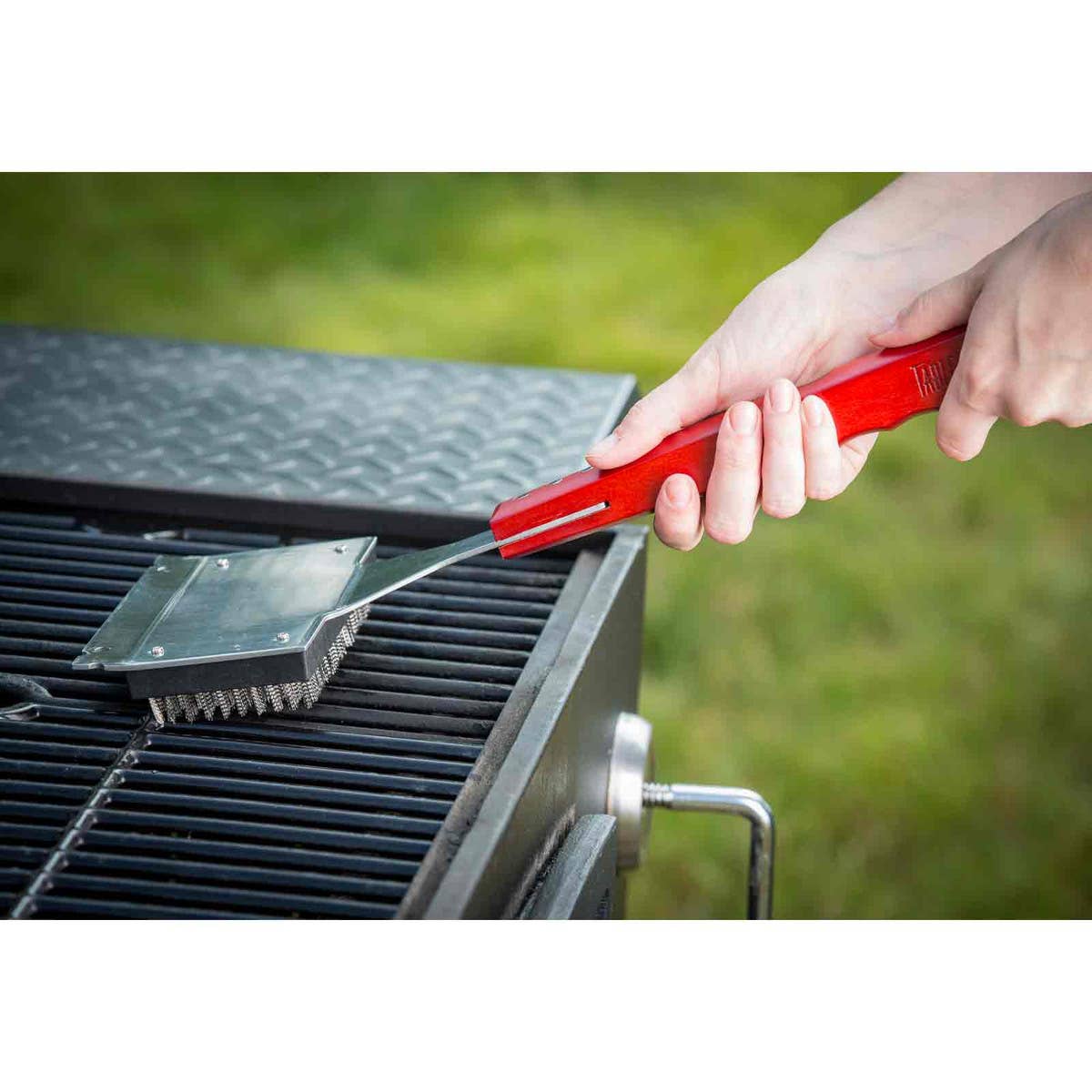 Heavy Duty Extra Wide Grill Brush, Wood Handle