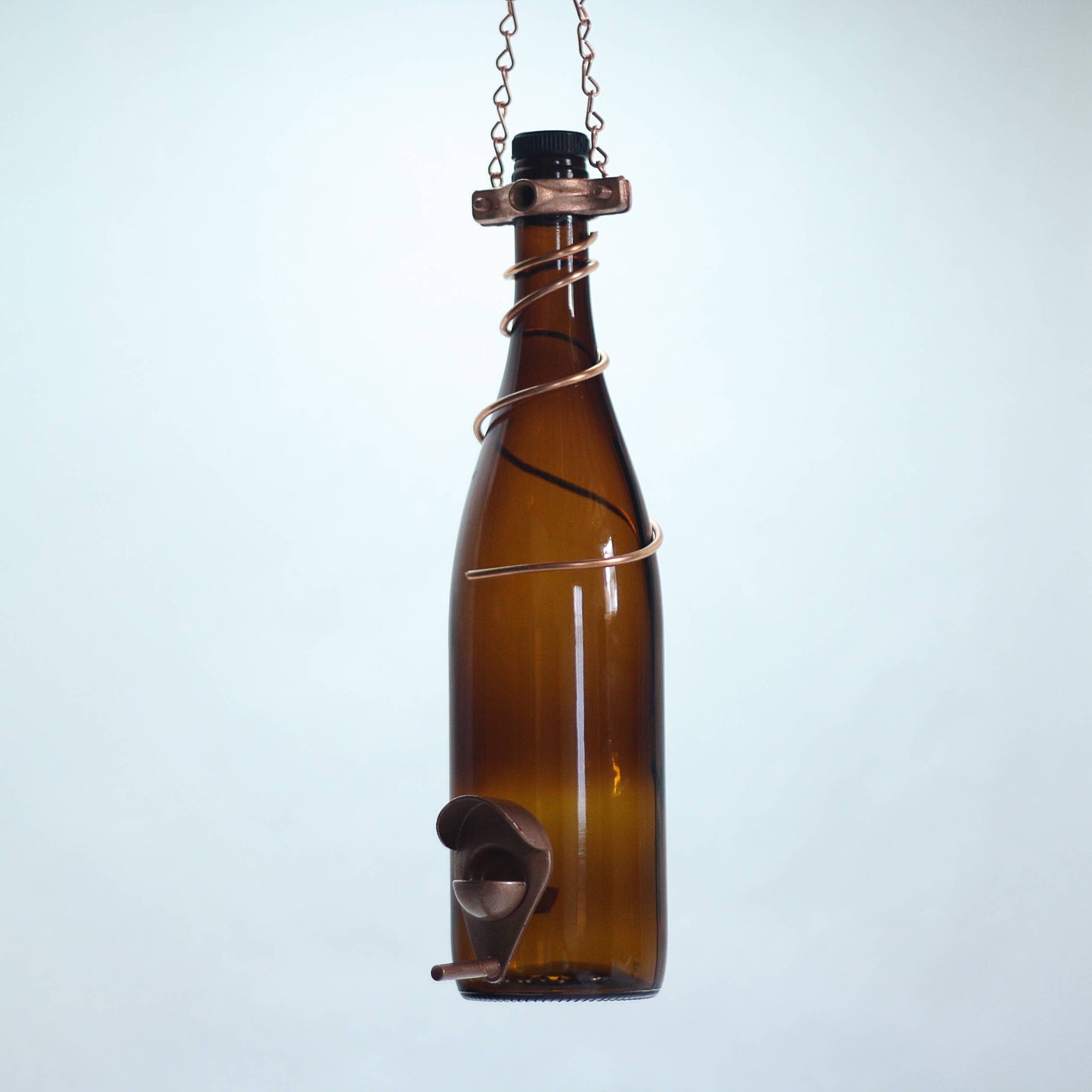 Glass Wine Bottle Bird Feeder