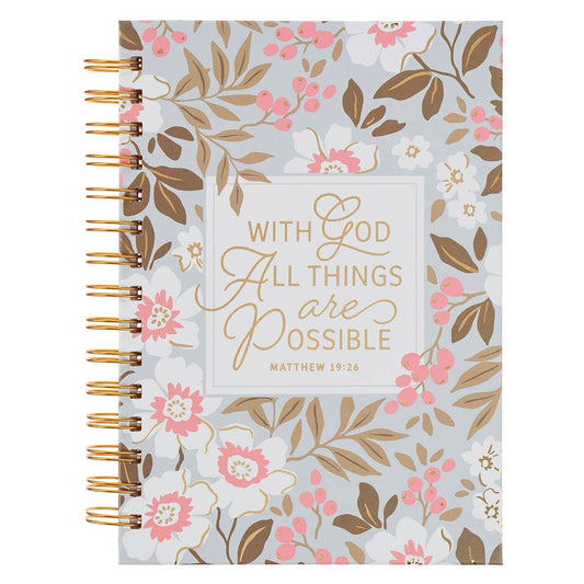 White Floral With God All Things Journal