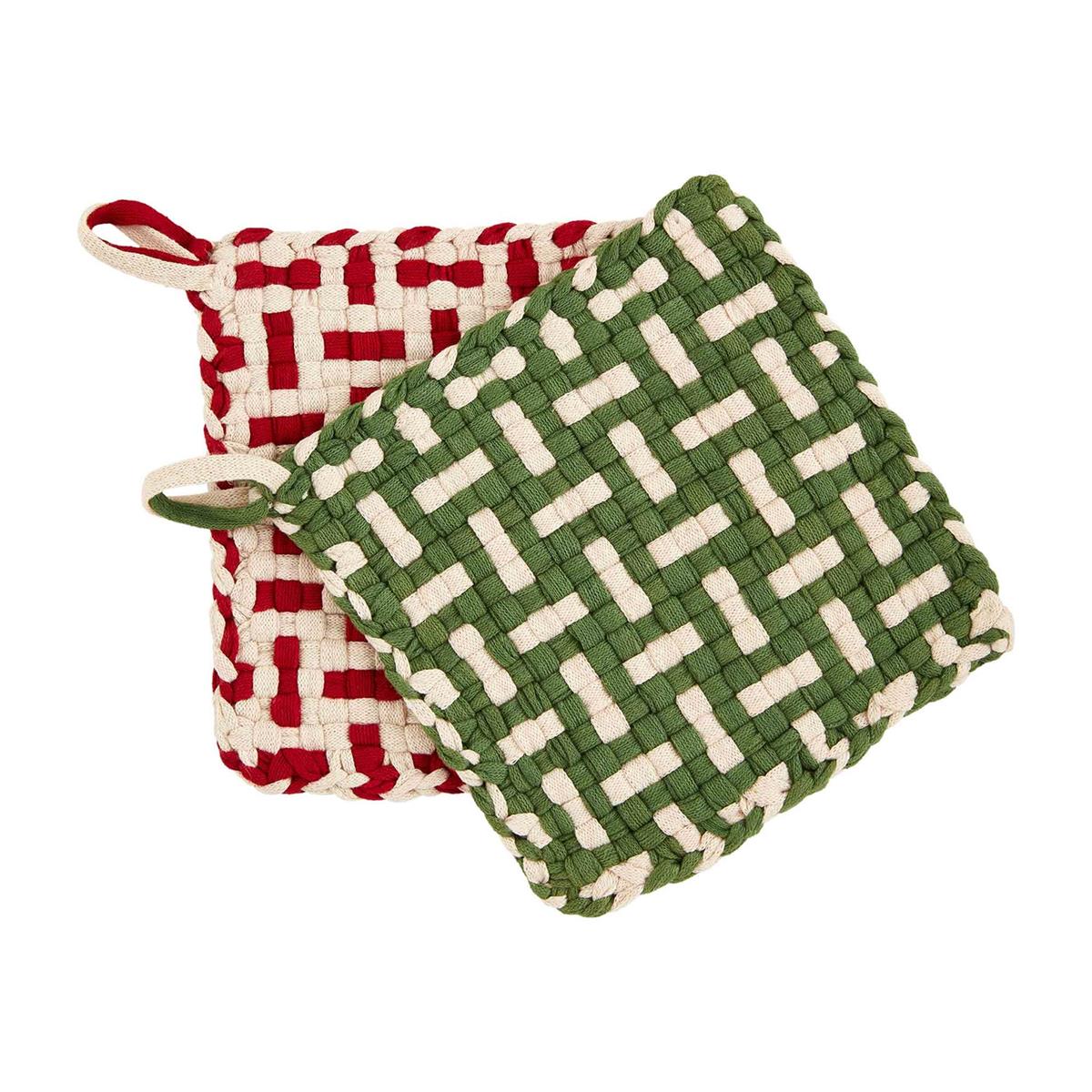 Red/Green Woven Pot Holders