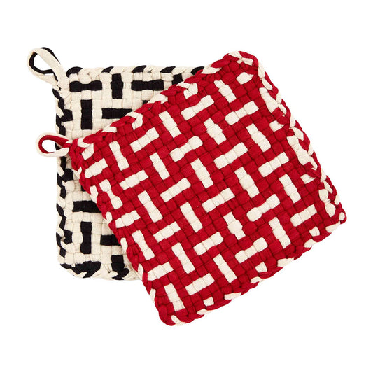 Black/Red Woven Pot Holders